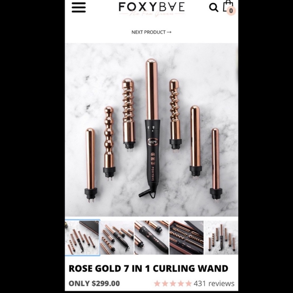 FoxyBae Rose Gold 7 in 1 Curling Wand